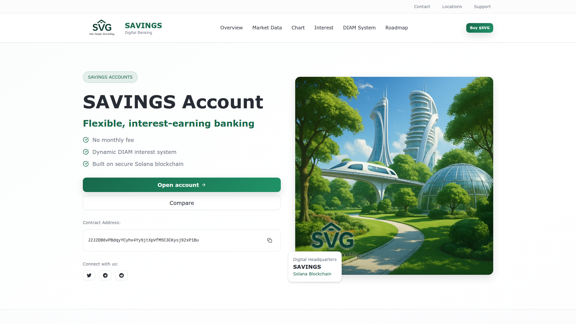 SVG Savings website screenshot